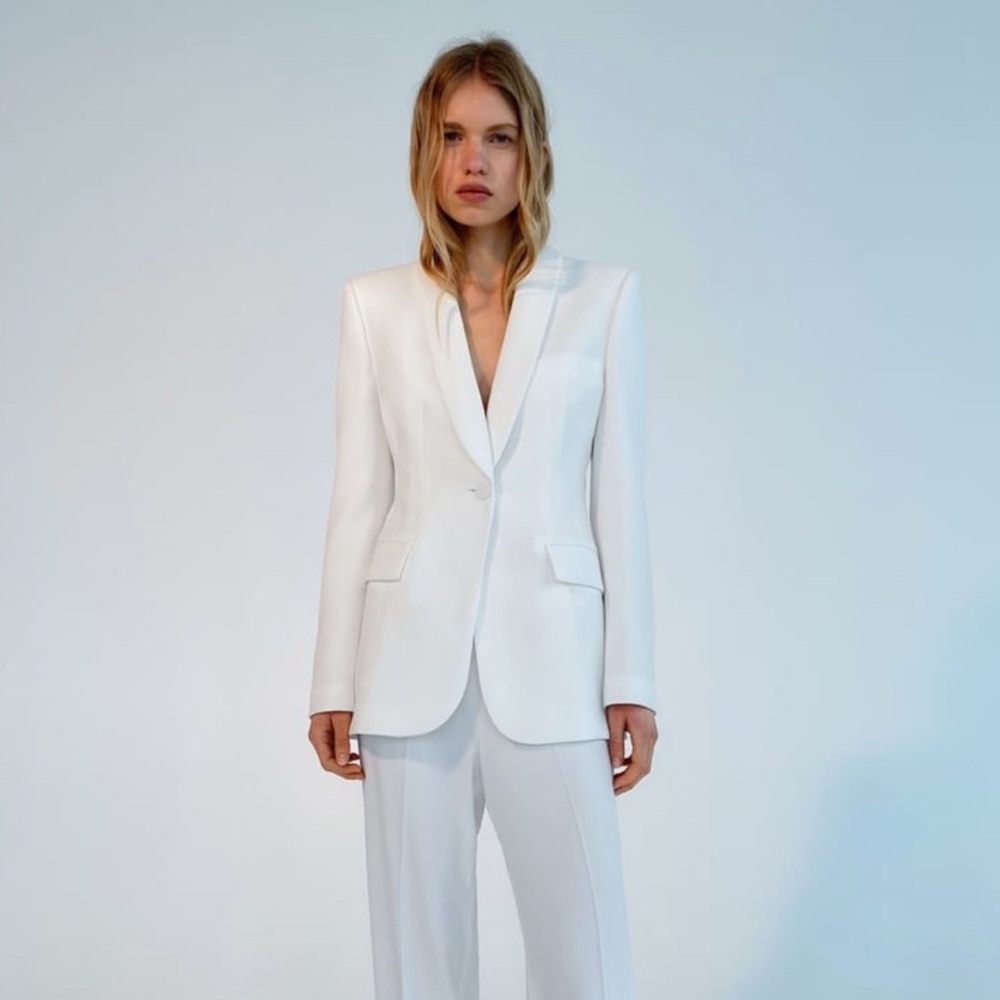 Zara White / Cream Suit Blazer Tuxedo Summer Spring Jacket Size XXL